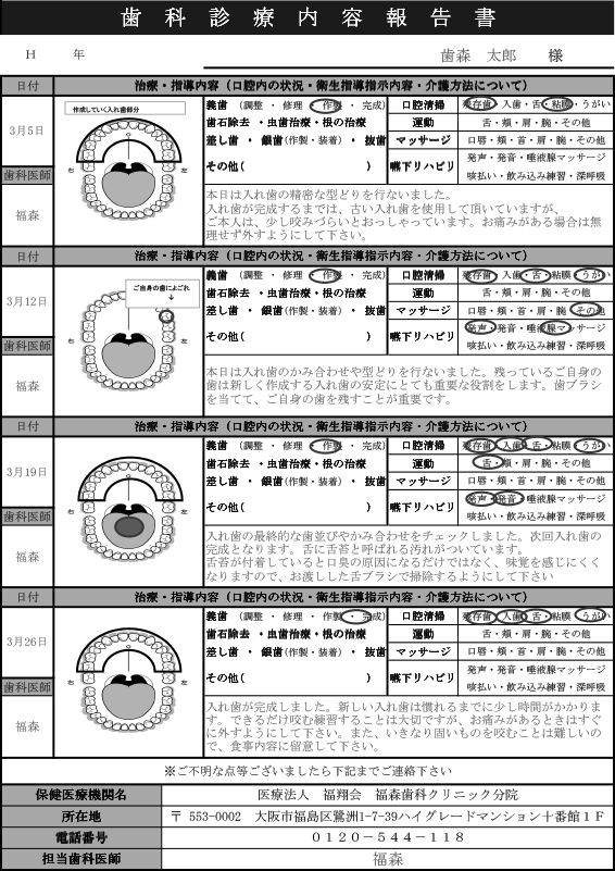 診療内容報告書